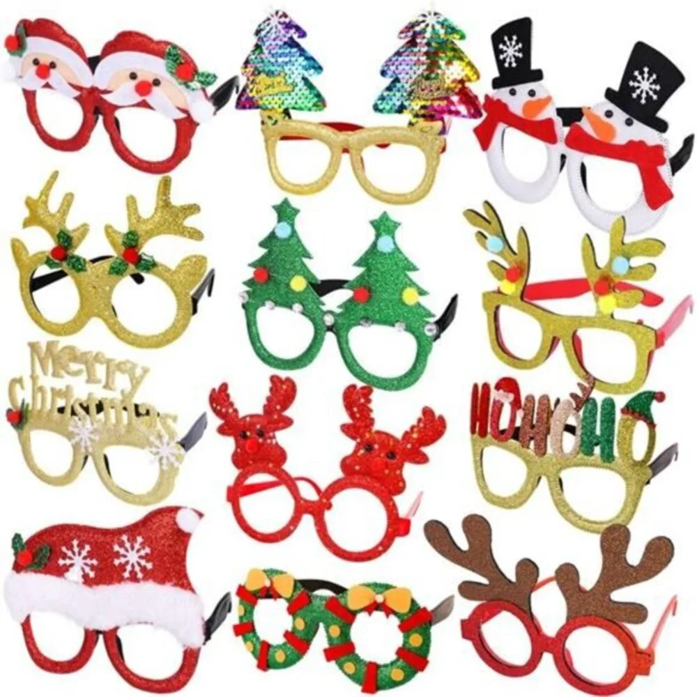 Max Fun 12Pcs Christmas Glasses Glitter Holiday Party Eye Glasses Frames‎ Photo